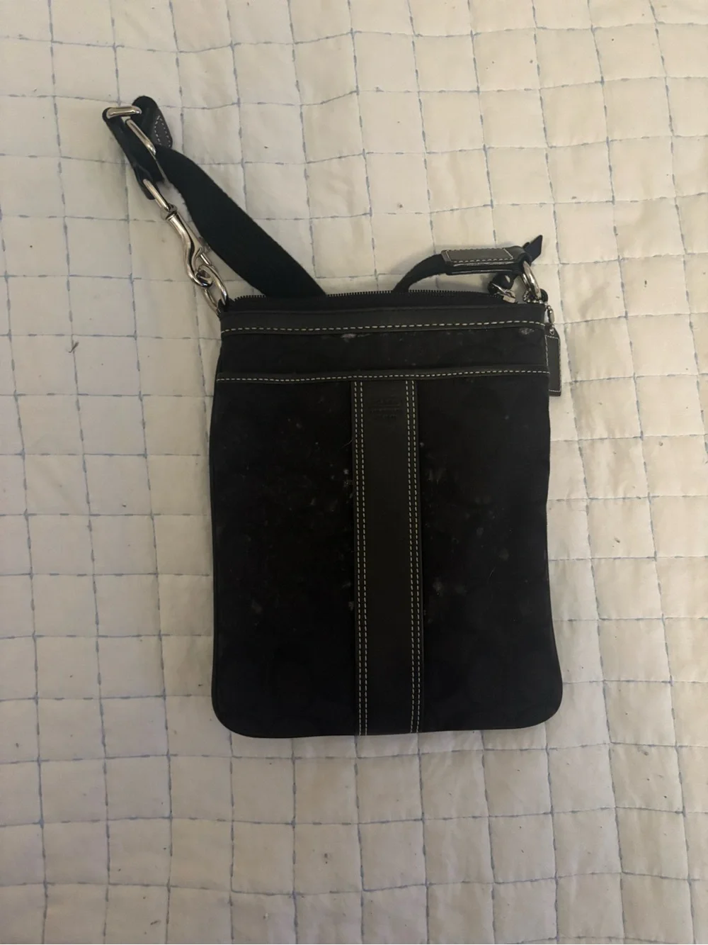 Coach Black Compact Crossbody Bag with Contrast Stitching
